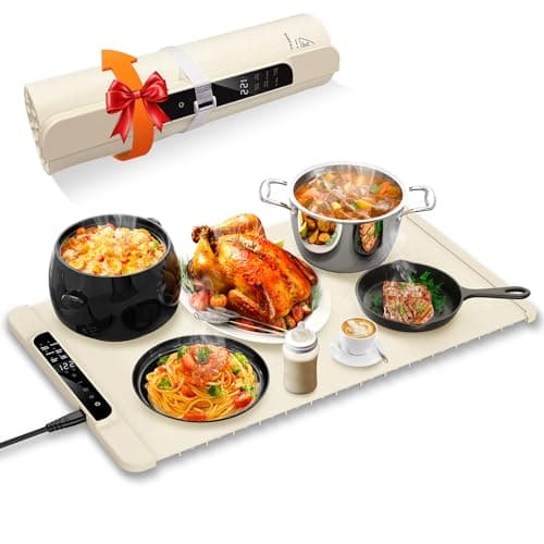 Food Warming Mat, FZF Electric Warming Tray, Fast Heating Portable Food Warmer for Parties Buffet with 0.5-10Hr Timer, Adjustable Temperature for Hosting, Camping, House Warming