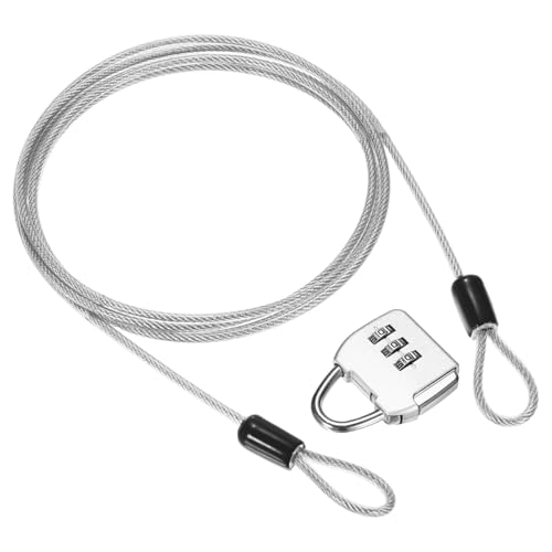M METERXITY 1-Set Security Cable Lock with 3 Digit Combination Lock Silver