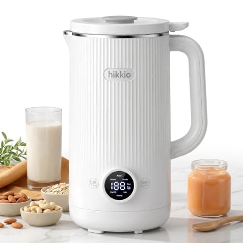 Hikkio 8-in-1 Nut Milk Maker Machine – Homemade Soy, Almond, Oat & Coconut Plant-Based Milk Maker – Delay Start, Keep Warm, Self-Cleaning – 20 oz