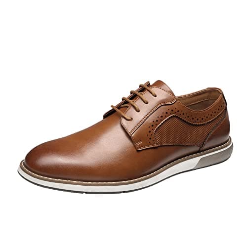 Bruno Marc Men's Casual Dress Sneaker Shoes, Business Formal Derby Plain Toe Oxfords Crossflex GentEdge,Size 7.5W,Brown,SBOX223MWIDE