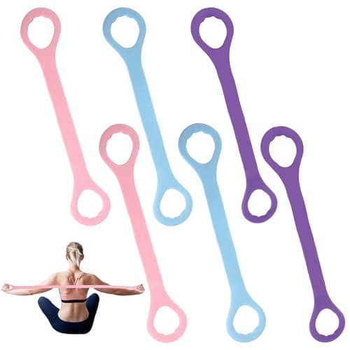 6 Pack Figure 8 Resistance Bands, TPE Elastic Fitness Ropes for Arm and Back Stretching, Strength Training Equipment for Physical Therapy, Yoga and Pilates