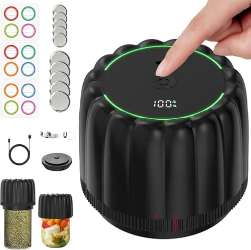Bunyta Electric Mason Jar Vacuum Sealer Kit - Portable Jar Vacuum Sealer for Canning Jars, with Wide and Regular Mouth Mason Lids