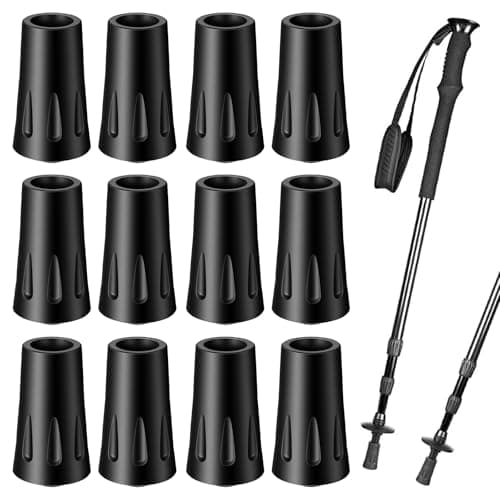 12 Pack Trekking Pole Tips, Rubber Tips for Walking Sticks Replacement Tips