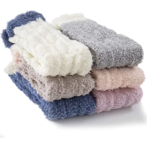 TEHOOK Fuzzy Socks for Women, 6 Pairs Warm Soft Fluffy Thick Cozy Plush Winter Socks for Gifts & Stocking Stuffers