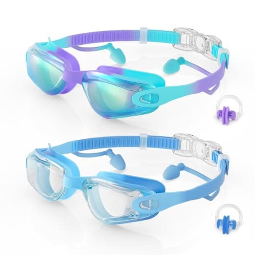 Aegend Kids Swim Goggles 2 Pack, Anti Fog&UV Swimming Goggles for Ages 3-15