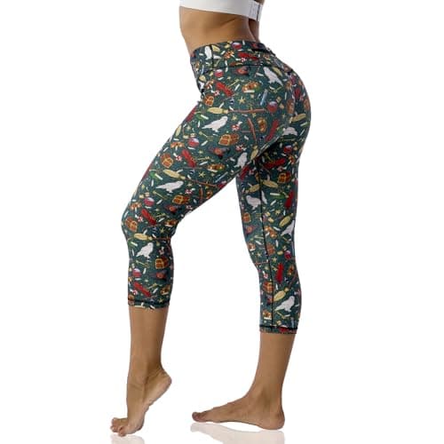 Yoga Capri Pants with Pocket No See Through Leggings for Women Colorful Printed Workout Leggings Witches Wizards XX-Large