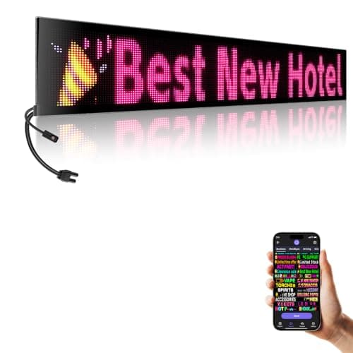 Large Programmable Indoor Window LED Sign, P5 Resolution LED Signs, Bluetooth App, for Business Bars Gaming Rooms Restaurants Festivals