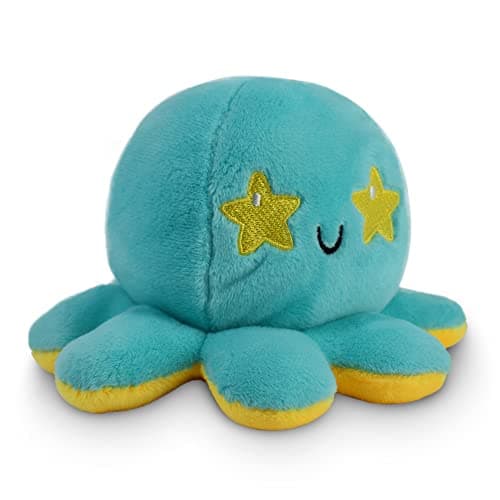 TeeTurtle Reversible Octopus Plushie 4-Inch Starry Eyes Two-Sided Flip Plush Toy with Embroidered Details - Cute Mini Collectible Plush for Kids, Teens, and Adults