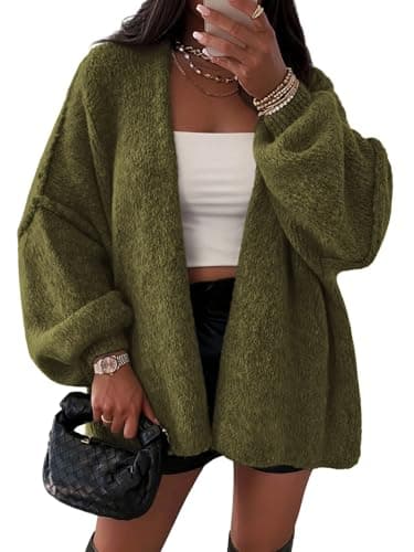 ATHMILE Womens Oversized Cardigan Sweaters Fall Fashion Clothes Army Green