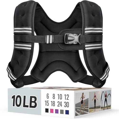 Zeerun Weighted Vest, 6/8/10/12/15/18/20/24/30LB for Men Women, 10LBS-Black