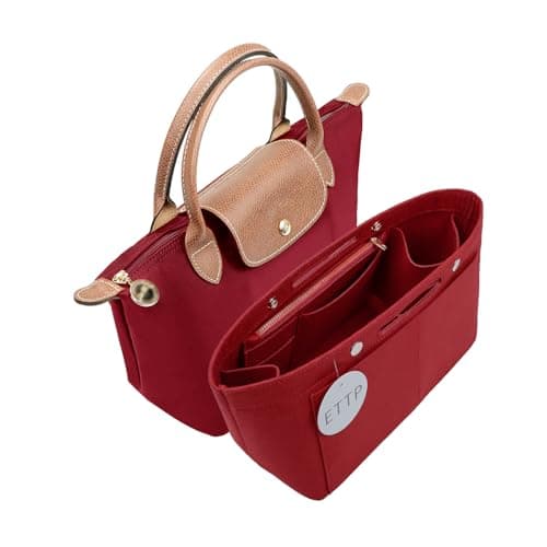 ETTP Purse Organizer Insert For Handbags, Felt Tote Bag Organizer Insert, Handbag Organizer, Compatible with Neverful Speedy and More, 6 Size (Slender Medium,Red)