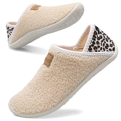 Spesoul Fuzzy House Slippers for Women Men Indoor Closed Back Lightweight Cozy Faux Furry Lining Barefoot House Shoes Slipper Socks for Bedroom Home Office Yoga Outdoor Walking Shoes 8.5-9.5 Women/6.5-7.5 Men