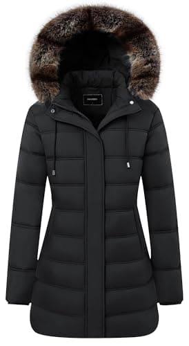 TYBBNY Women's Winter Coat Waterproof Long Puffer Jacket with Detachable Hood-Thermal Insulated Parka, Fleece Lined for Extreme Cold, Daily Commute & Outdoor