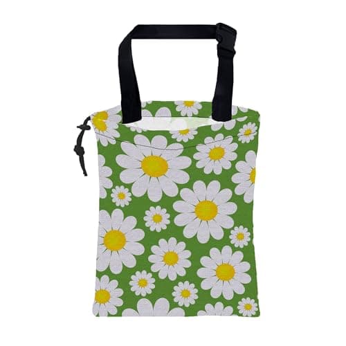 KXWQTRDD Car Garbage Bag Abstract Daisy Flowers Drawstring Car Trash Bag Hanging for Back Seat with Adjustable Buckle Canvas Vehicle Trash Can Easy-to-Install
