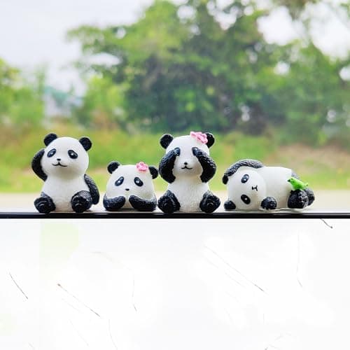 Cute Panda Car Dashboard Decorations, Funny Panda Playing Rear View Mirror Accessories Center Screen Decor, Car Accessories Interior for Women/Men