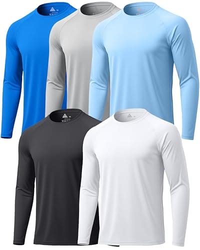 WENTTUO Long Sleeve Shirts for Men Pack Sun Protection Long Sleeve Swim T-Shirts Rash Guard for Men Workout Shirts Fishing Shirt M