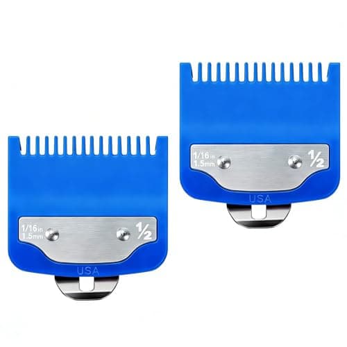 2 Pack Clipper Guards Set Compatible with wahl 1/2 clipper guards, 1/16"1.5mm Metal Hair Clipper Guards Set Replacement for Wahl Clipper Guards Set, for Professional Stylists and Barbers(Blue)
