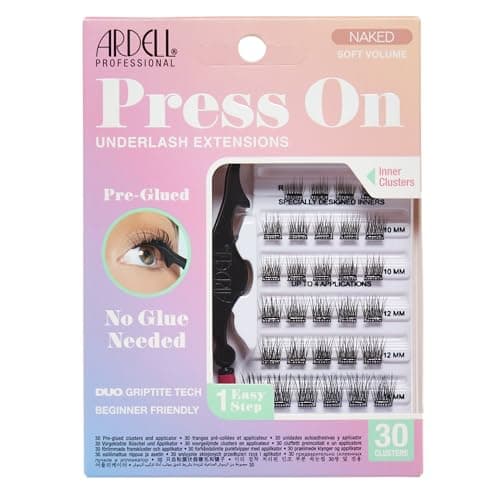 Ardell Naked Press On Lashes Pre-Glued Underlash Cluster Eyelash Extensions - Self Adhesive Eyelashes, Soft Volume, No Glue Needed Lash Clusters, DIY Lash Extension Kit