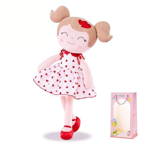 Gloveleya Baby Doll Valentines Day Gifts I Love You Gifts Soft Toy Plush Dolls Red Flocking Heart Girl