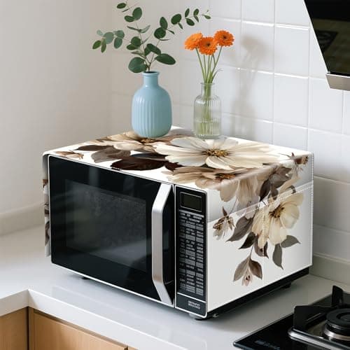 AOHMPT Microwave Dust Proof Cover Anti-Oil Dustproof Home Decor with Autumn Flower Pattern, Decorative Kitchen Anti-Oil Dustproof Home Decor (Flower B)