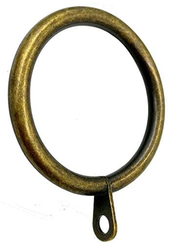28Pcs Metal Flat Curtain Ring with Eyelet 1.5" Inner Diameter,Fits Up to 1 1/4-Inch Rod-Antique Brass