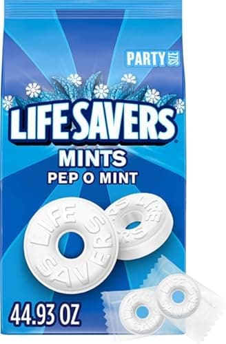 LIFE SAVERS Pep O Mint Hard Candy, Individually Wrapped, Party Size, 2.8 lb