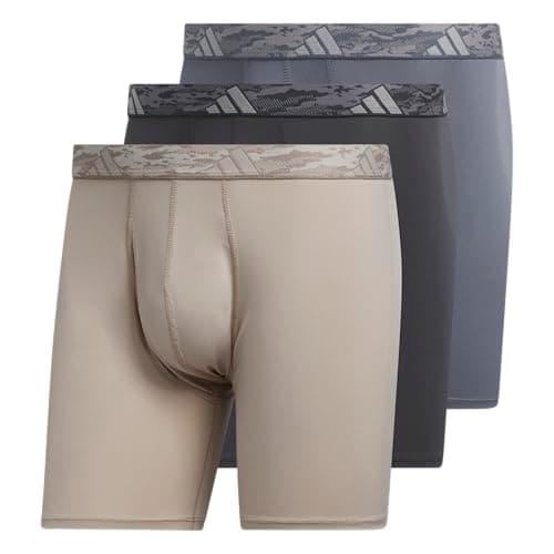 adidas Men's Microfiber Boxer Briefs (3-Pack) Performance Stretch Moisture-Wicking Underwear, Wonder Beige/Carbon Grey/Onix Grey, XL