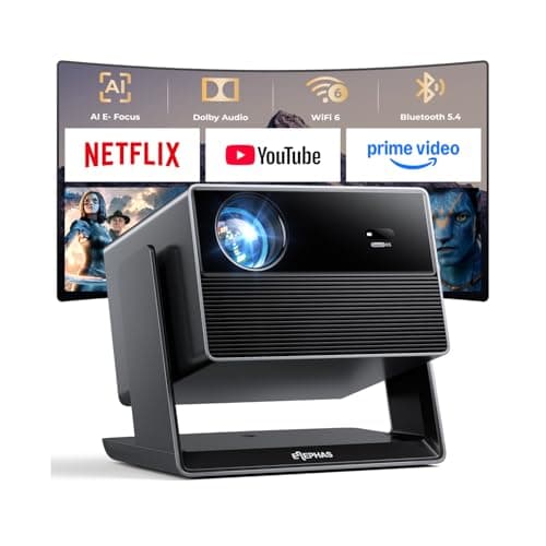 ELEPHAS Smart 4K Projector with WiFi and Bluetooth - Compatible with Prime Video/YouTube, 270° Rotatable, AI Auto Focus & Keystone, Portable Home Theater Movie Projector for Indoor Outdoor
