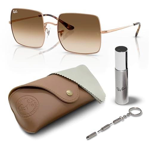Ray-Ban RB1971 Square Shape Non-Polarized Sunglasses for Women – Includes Official Rayban Eyewear Kit – Ideal Formal & Casual Wear Sunglasess – Clear Gradient Brown Lens