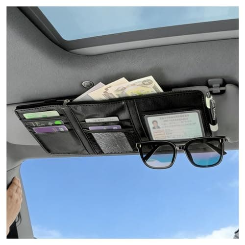 VKQTS 2026 New Car Visor Organizer,Multi-Pocket Car Sun Visor Organizer with Sunglass Holder & Pen Holder & Zipper,Universal Sunvisor Organizers Cars Interior Accessories for SUV,Truck