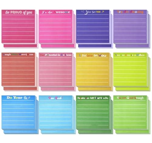 24 Pcs Inspirational Sticky Notes 3x3'' Motivational Notepads with Lines Employee Appreciation Sticky Notes Thank You Gift Bulk for Company Rewards Its Employees,Teachers Encourage Their Students