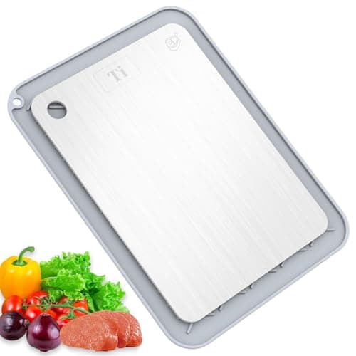 Rexspt Titanium Cutting Board, 100% Pure Titanium Cutting Boards for Kitchen, Double-Sided Food-Grade Chopping Board for Meat, Vegetables & Fruits, Dishwasher-Friendly (13.75''X9.83'')