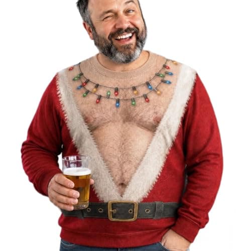 Ugly Christmas Sweater for Men 3D Funny Hairy Chest Sweatshirts