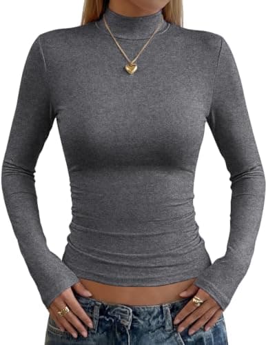 Zeagoo Lightweight Turtleneck Long Sleeve Shirts Fitted Fall Tops