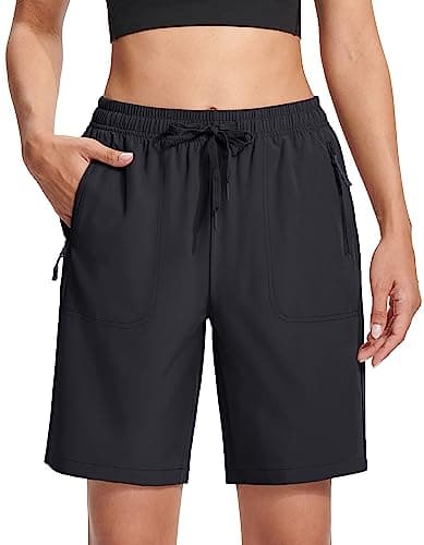 MAGCOMSEN Hiking Shorts for Women Lightweight 8" with Pockets Water Resistant Running Shorts Black S