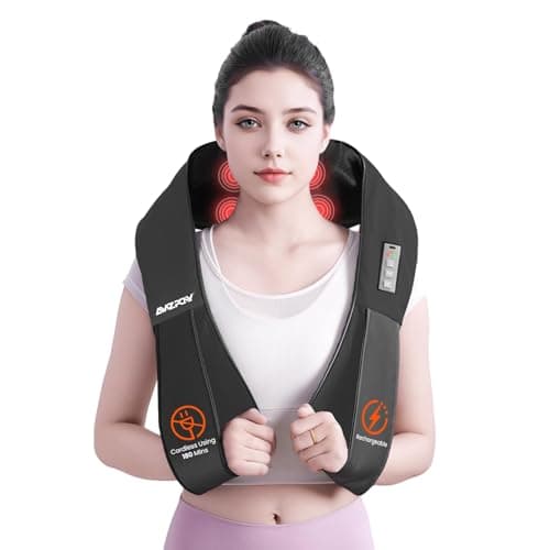 AMZPONY® Cordless Neck Massager for Pain Relief Deep Tissue, Rechargeable Shiatsu Neck and Back Massager with Heat Kneading Shoulder Massage for Body Muscle Pain Relief,Gifts for Mom Dad Friends