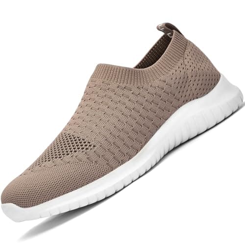konhill Men's Walking Tennis Slip-ins Shoes, 7.5 Size, A Brown
