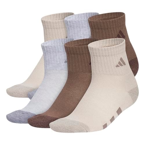 adidas Kids Cushioned Quarter Ankle Socks for Boys and Girls (6 Pairs) Durable & Comfortable
