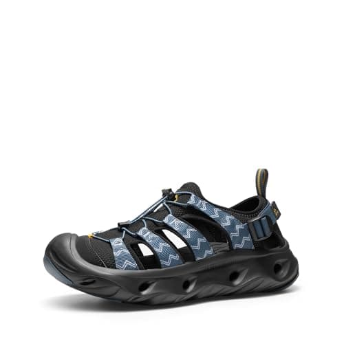 NORTIV 8 Water Shoes Hiking Sandals for Men and Women Wide Toe Box Cushion EVA Sole Closed Toe Arch Support Quick-Dry Outdoor Walking Sandals for Travel Trail,Size M8/L9.5,Blue/Black,SNST26005U