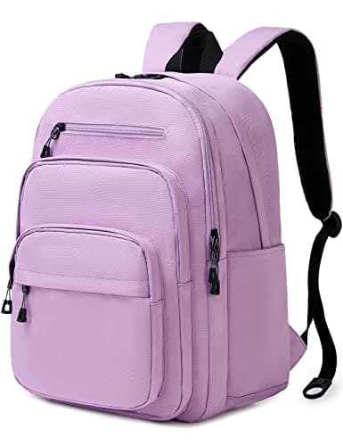 Lanola Basic Multi-Pocket Multipurpose Backpack Classical Water Resistant Student Bookbag For School Business Travel or Casual Daypack Backpacks For Men Or Women - Purple