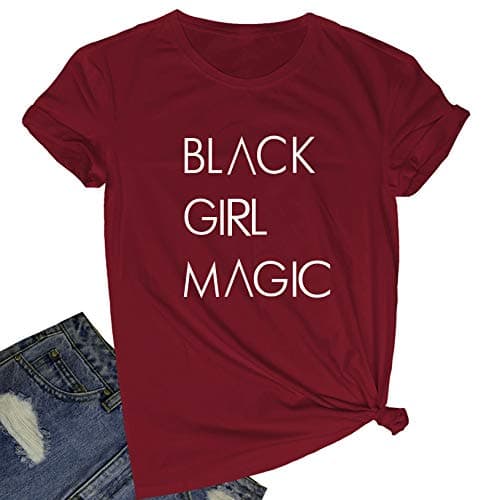 BLACKOO Women Graphic T Shirts Cute Crew Neck Tees Wine Red Medium