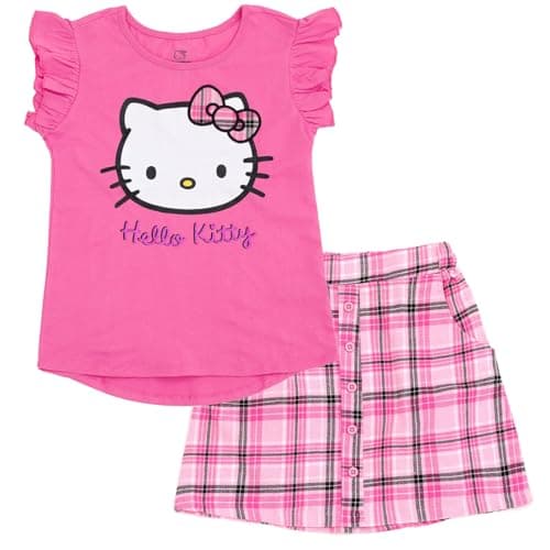 Hello Kitty Big Girls Tank Top and Skirt Plaid Pink 14