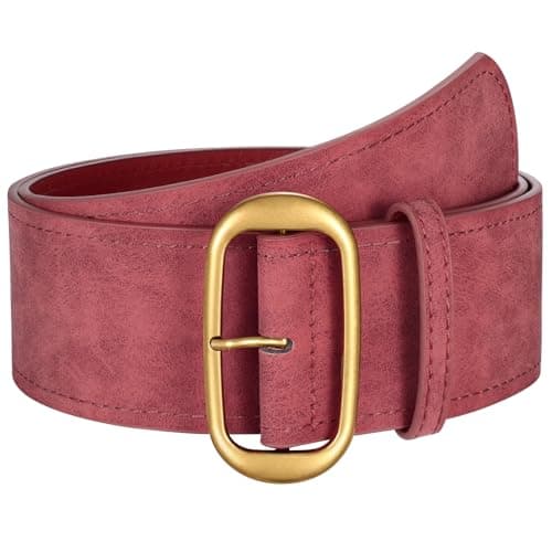 SUOSDEY Women Wide Waist Belt for Dresses Suede Chunky Belt with Gold Buckle Fashion Thick Waist Belt for Women Dresses
