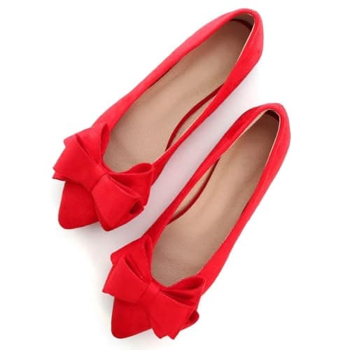 SAILING LU Womens Bowknot Pointed Toe Ballet Flats Watermelon Size 7.5