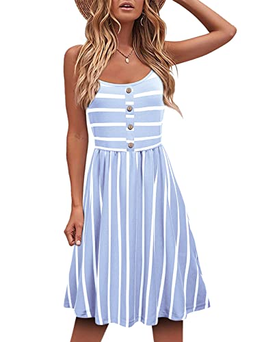 MOQIVGI Sundresses for Women Casual Beach Spaghetti Strap Scoop Neck Pleated Swing Dress Spring Summer Purple XX-Large