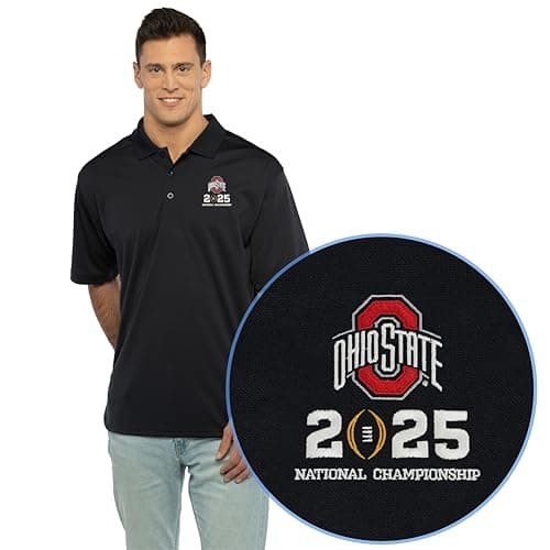 Ohio State Buckeyes National Championship Bound Polo | CFP 2025, Black, 3X-Large