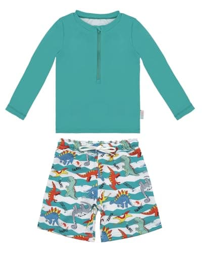ALVABABY Long Sleeve Rashguards, Baby/Toddler Boys' Rash Guard Sets,Boy Swimsuit UPF 50+ Sun Protection Two Piece Bathing Suit ST-R22-6-12M