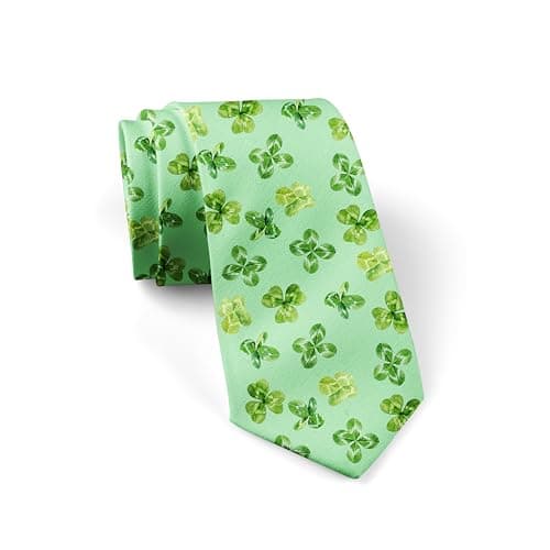 JUDIAN Men's Neckties Four Leaf Clover Print Ties for Men Fashion Funny Tie,Novelty Neck Ties for Every Outfit St Patricks Day Gifts