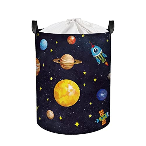 Clastyle Space Planets Kid Storage Basket Foldable Boy Laundry Hamper, 45L