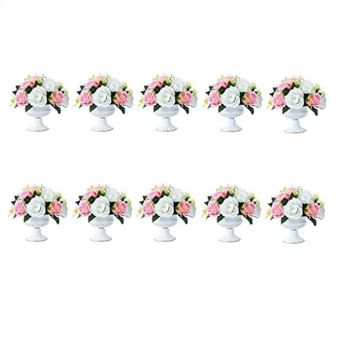 Lanlong 10 Pieces Household Metal Flower Vase Wedding Centerpiece Decor Retro Vases